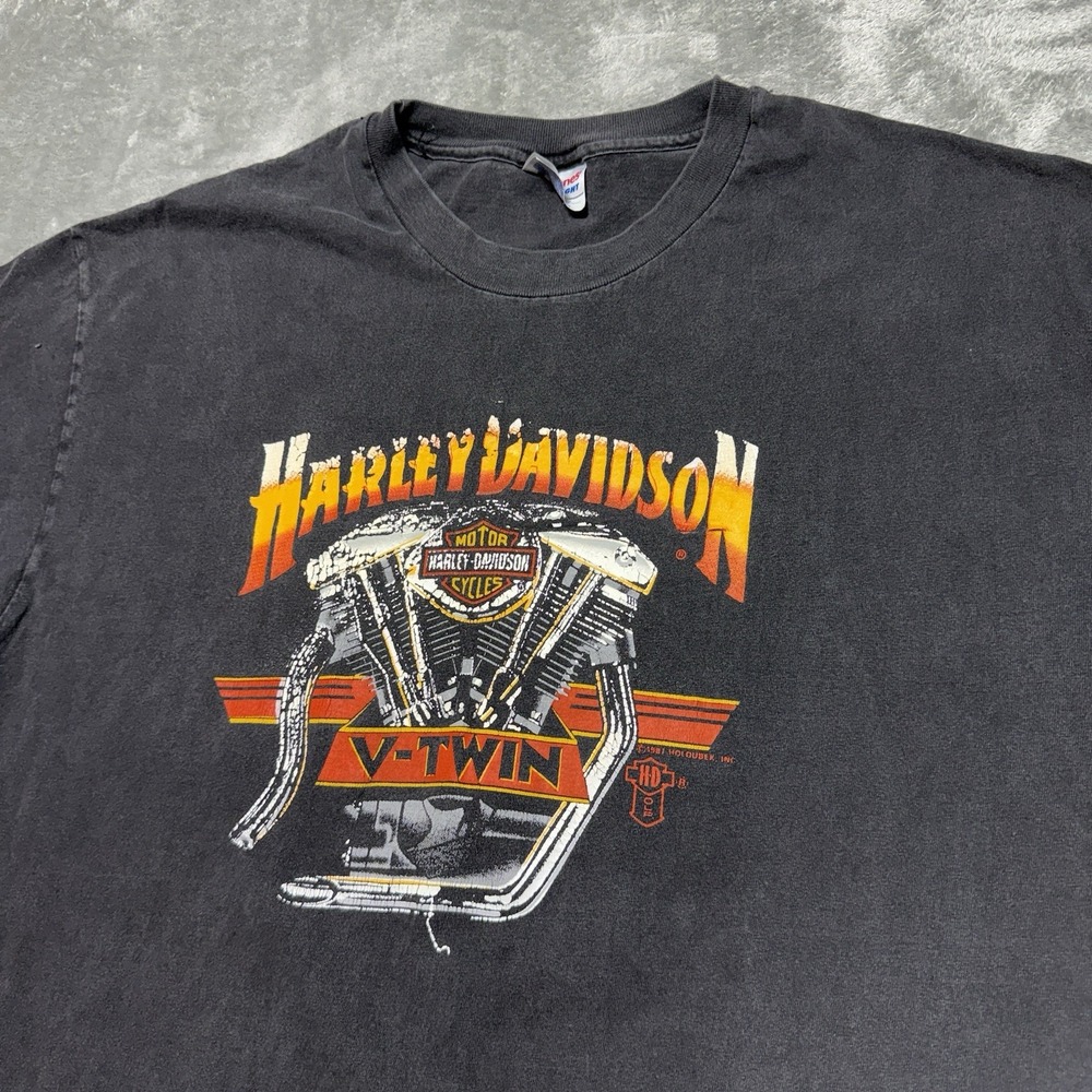 Vintage 80s 1987 Harley Davidson V-Twin Shirt Holoube… - Gem